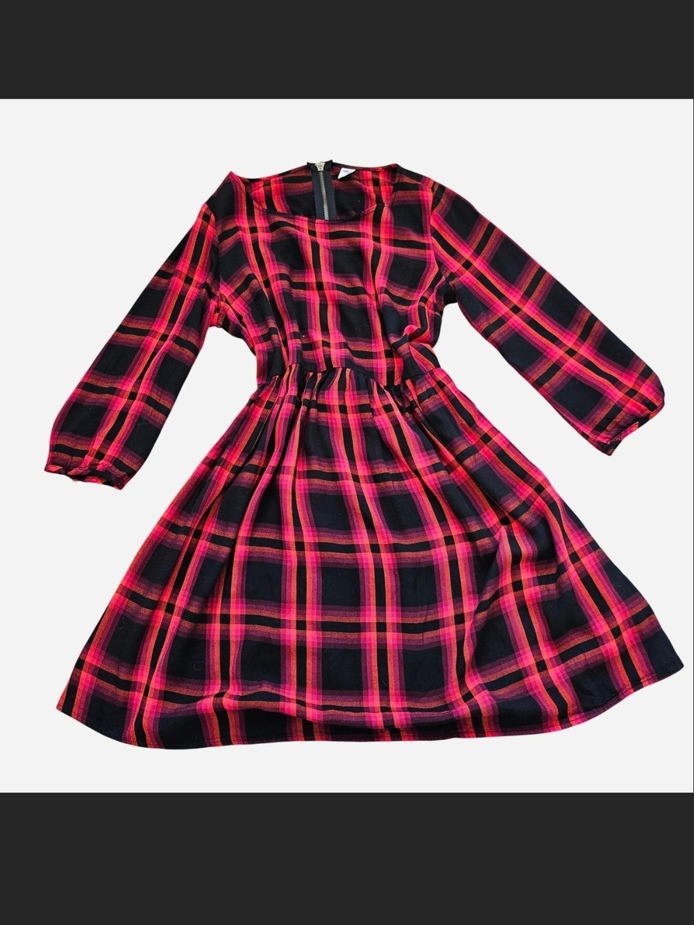 Old Navy Black and Pink Plaid Mini Dress